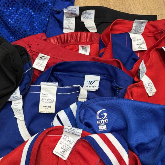 Lot Cheerleading Cheer Uniforms Costumes Cheerleader Blue Red Varsity 11 Pieces - Picture 3 of 14